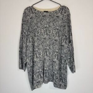 Talbots Printed Gray Cashmere Sweater 3X
